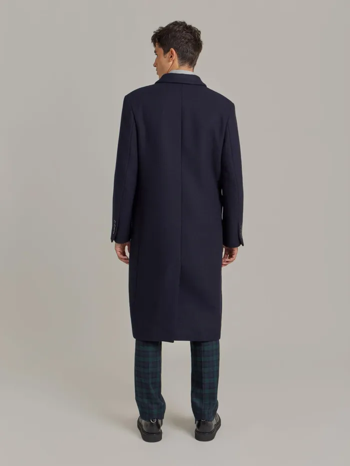Men Agns B Jackets and Coats Blue Wool Cotton Twill Coat