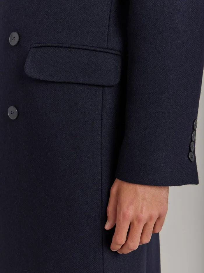 Men Agns B Jackets and Coats Blue Wool Cotton Twill Coat