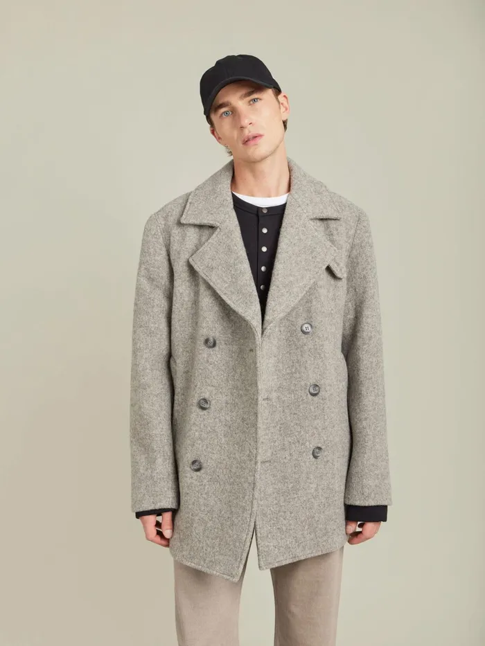 Men Agns B Jackets and Coats Brown Felted Wool Coat