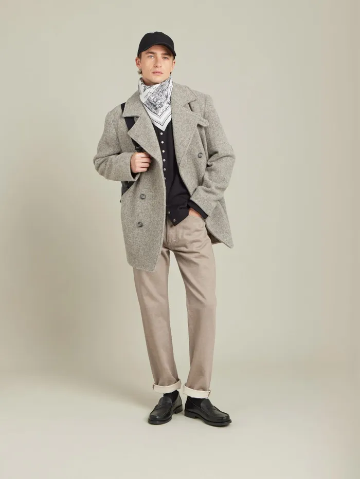Men Agns B Jackets and Coats Brown Felted Wool Coat