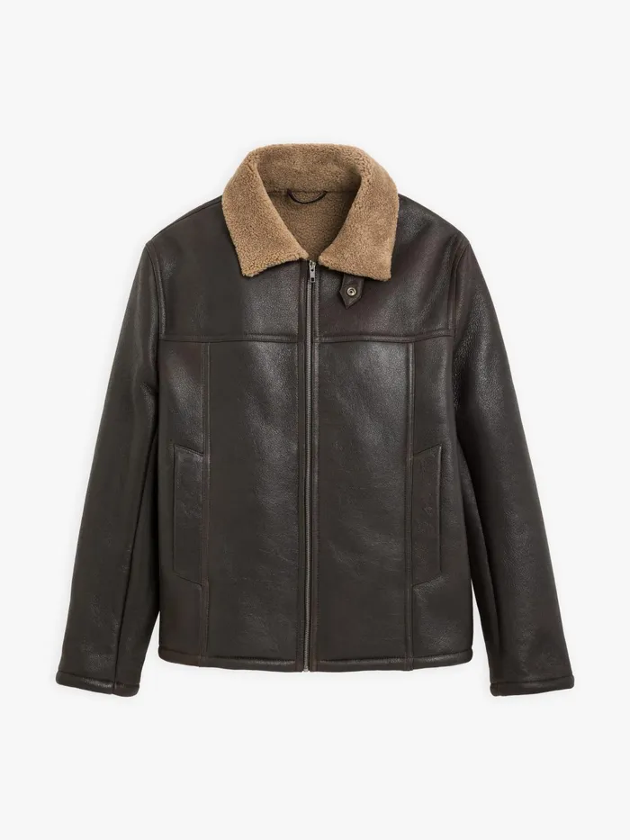 Men Agns B Jackets and Coats Brown Lambskin Bombardier Jacket
