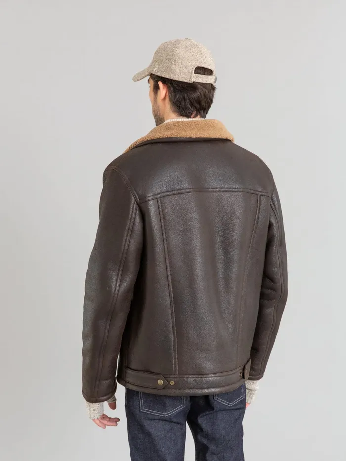 Men Agns B Jackets and Coats Brown Lambskin Bombardier Jacket
