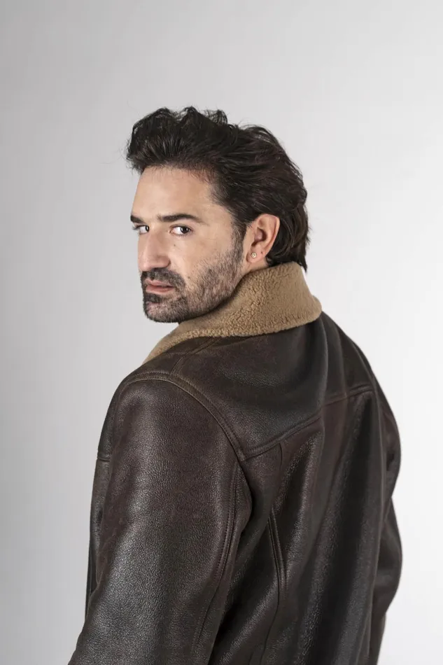 Men Agns B Jackets and Coats Brown Lambskin Bombardier Jacket