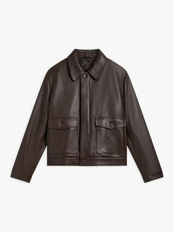Men Agns B Jackets and Coats Brown Leather Jacket