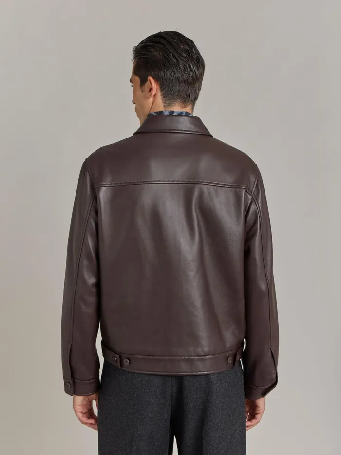 Men Agns B Jackets and Coats Brown Leather Jacket