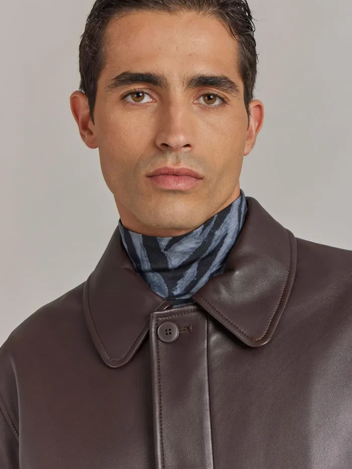 Men Agns B Jackets and Coats Brown Leather Jacket