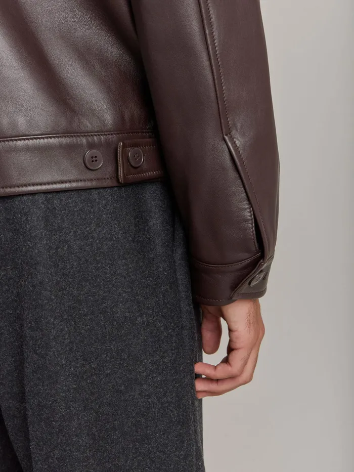 Men Agns B Jackets and Coats Brown Leather Jacket