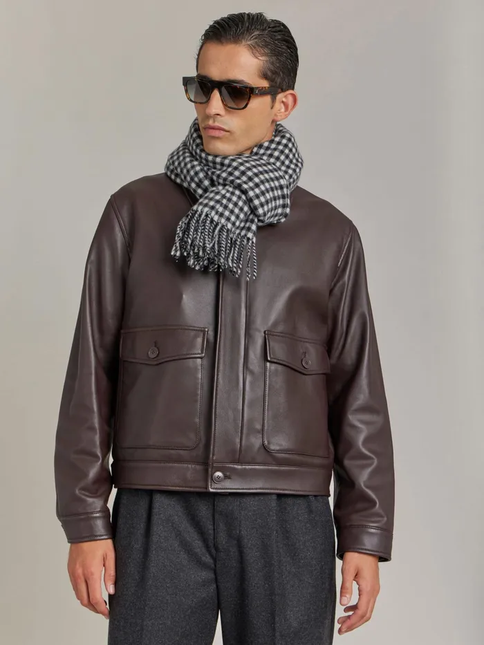 Men Agns B Jackets and Coats Brown Leather Jacket