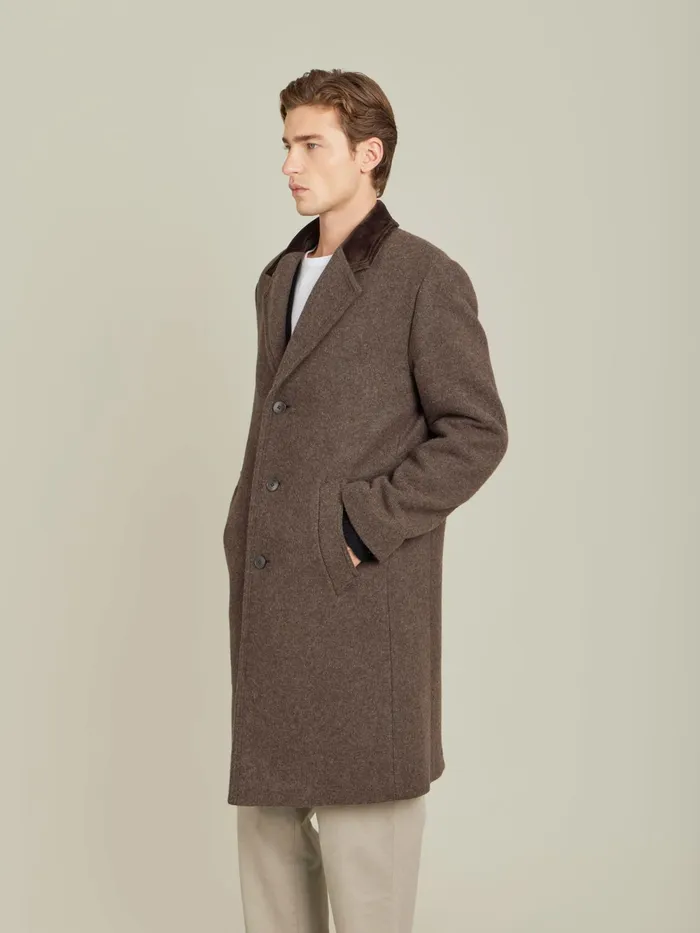 Men Agns B Jackets and Coats Brown Wool New North Coat