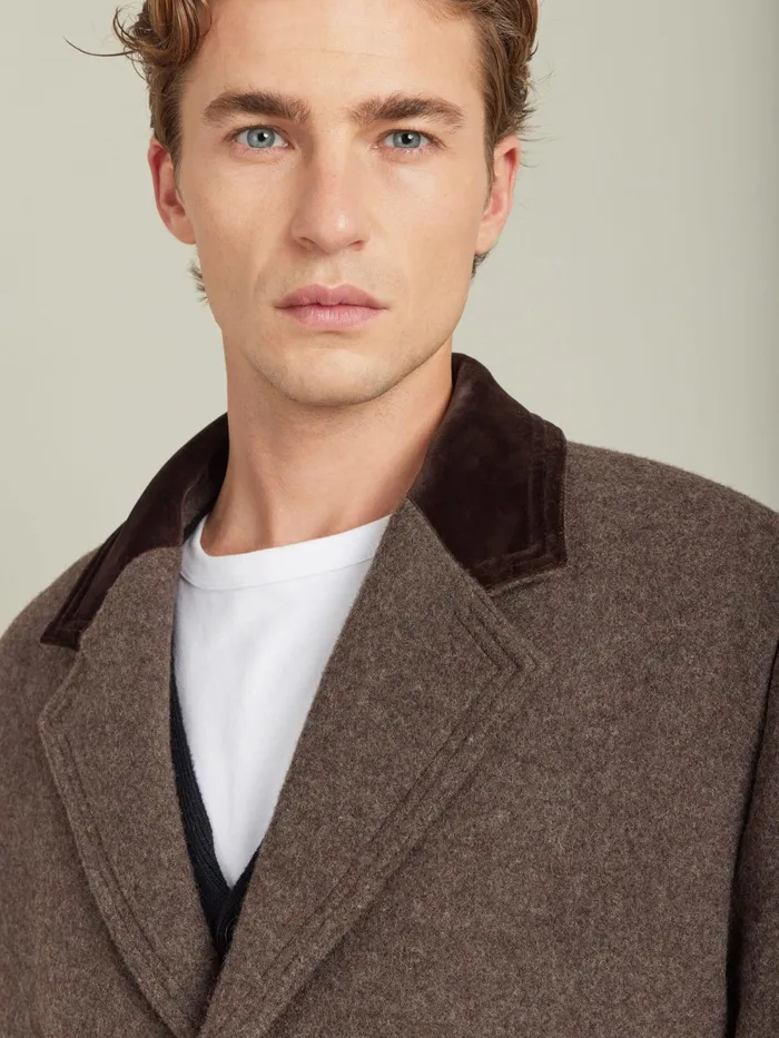 Men Agns B Jackets and Coats Brown Wool New North Coat