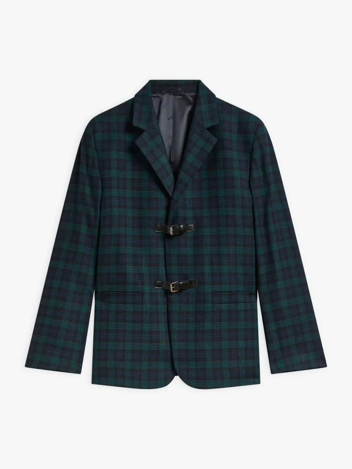 Men Agns B Jackets and Coats Green Wool Checked Jacket