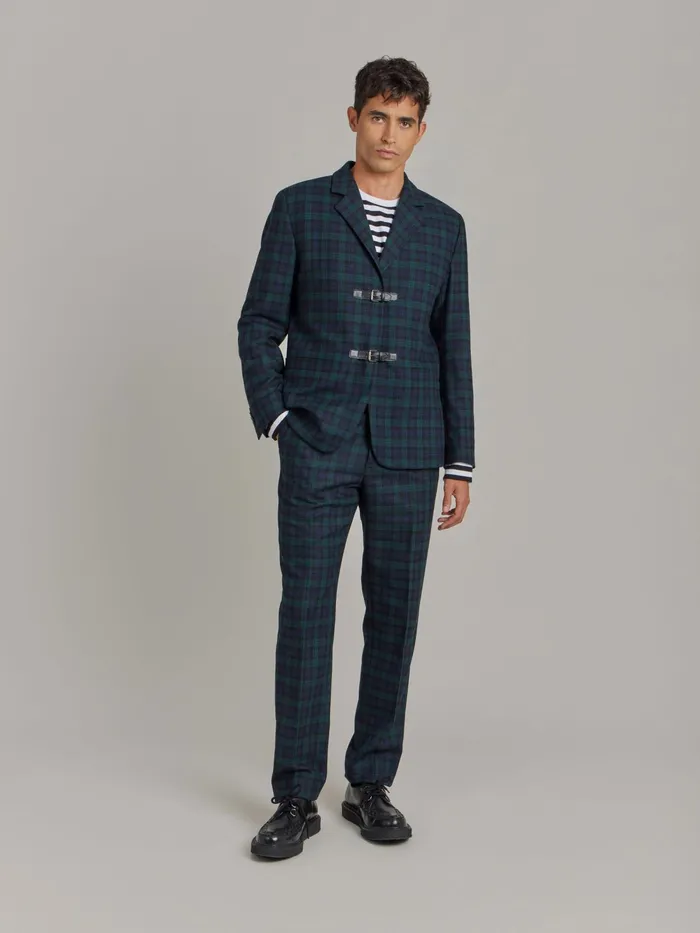 Men Agns B Jackets and Coats Green Wool Checked Jacket