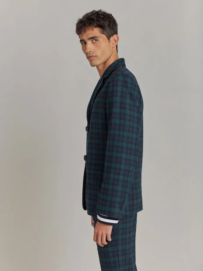 Men Agns B Jackets and Coats Green Wool Checked Jacket