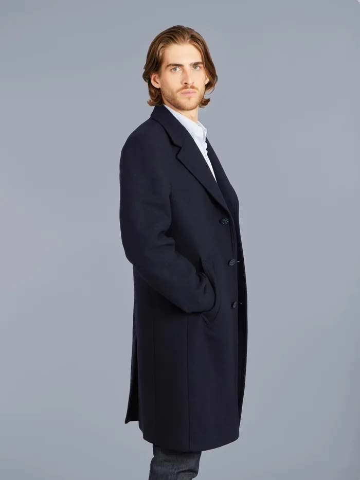 Men Agns B Jackets and Coats Midnight Blue Wool Blend Lined New North Coat