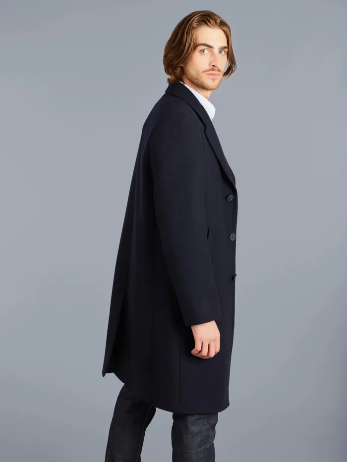 Men Agns B Jackets and Coats Midnight Blue Wool Blend Lined New North Coat