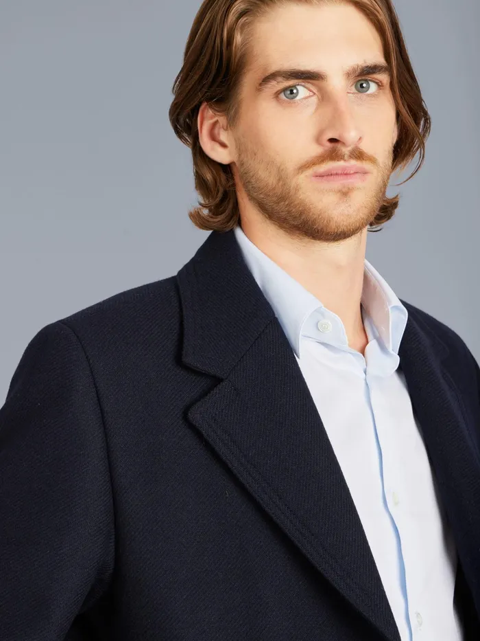 Men Agns B Jackets and Coats Midnight Blue Wool Blend Lined New North Coat