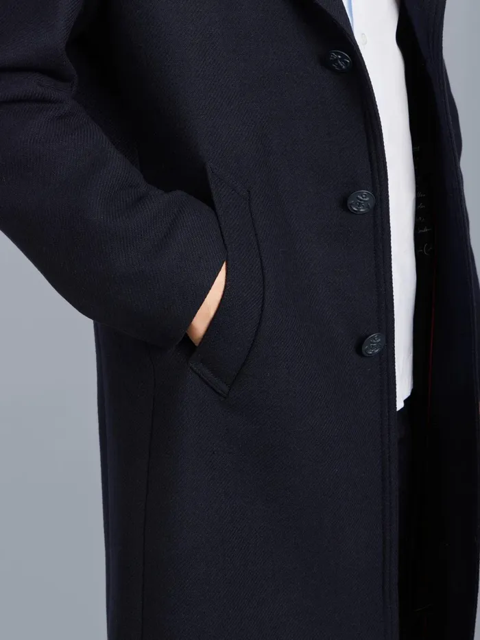 Men Agns B Jackets and Coats Midnight Blue Wool Blend Lined New North Coat