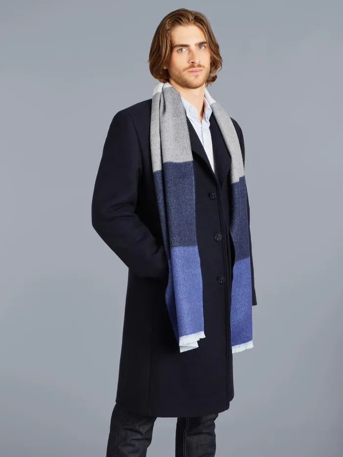 Men Agns B Jackets and Coats Midnight Blue Wool Blend Lined New North Coat