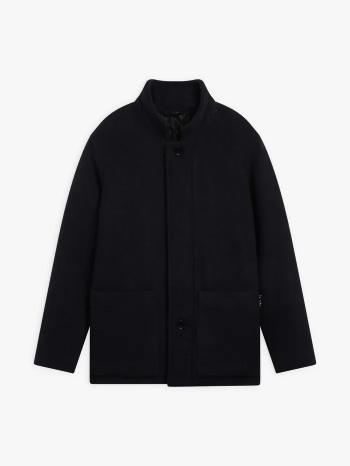 Men Agns B Jackets and Coats Navy Blue Wool Velvet Longsleeve Jacket