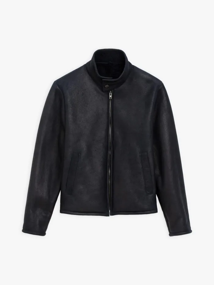 Men Agns B Jackets and Coats Navy Blue Zipped Jacket