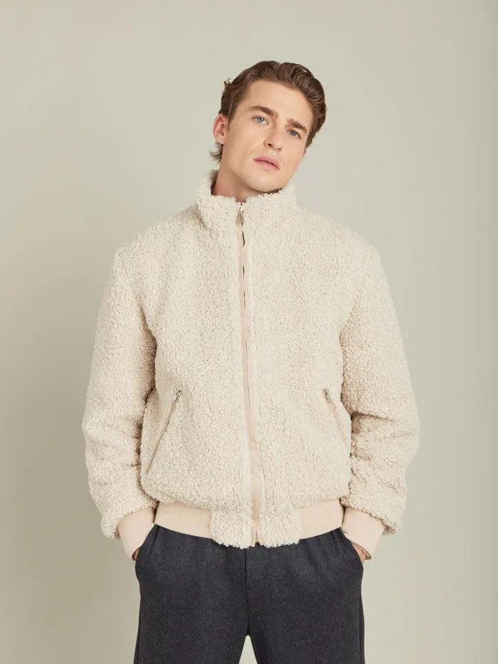 Men Agns B Jackets and Coats White Faux Fur Jacket