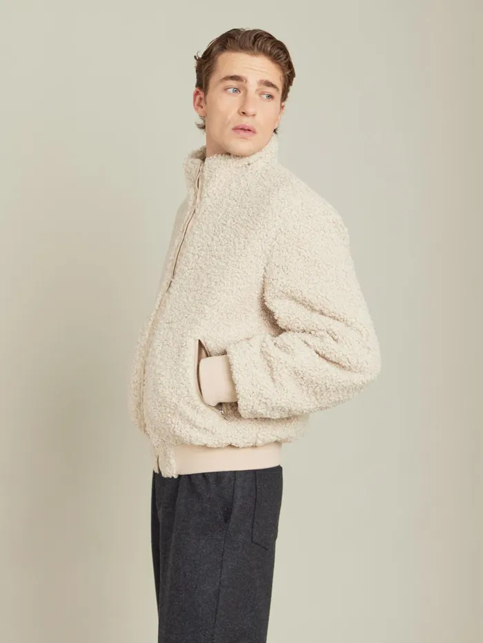 Men Agns B Jackets and Coats White Faux Fur Jacket