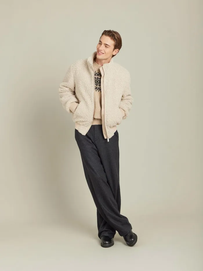 Men Agns B Jackets and Coats White Faux Fur Jacket
