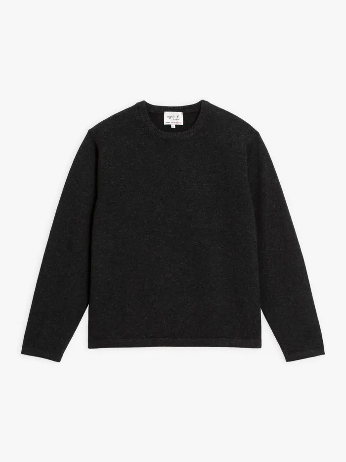 Men Agns B Jumpers Midnight Grey Cashmere Crewneck Jumper