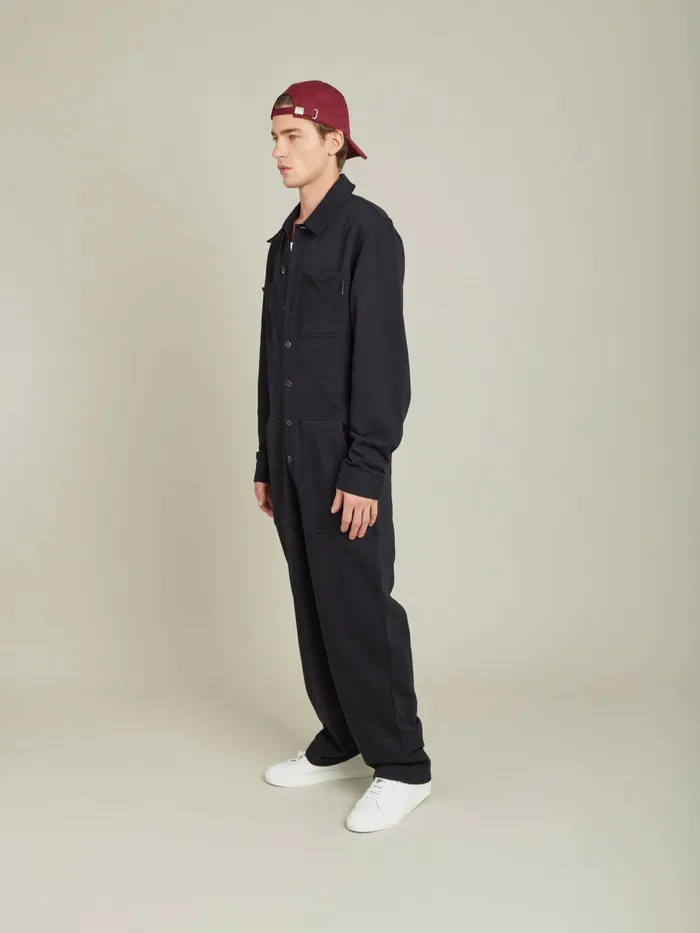 Men Agns B Jumpsuits and Jeans Black Cotton Fleece Jumpsuit