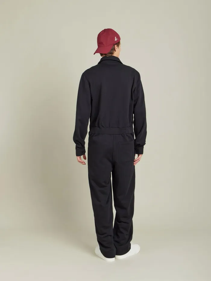 Men Agns B Jumpsuits and Jeans Black Cotton Fleece Jumpsuit