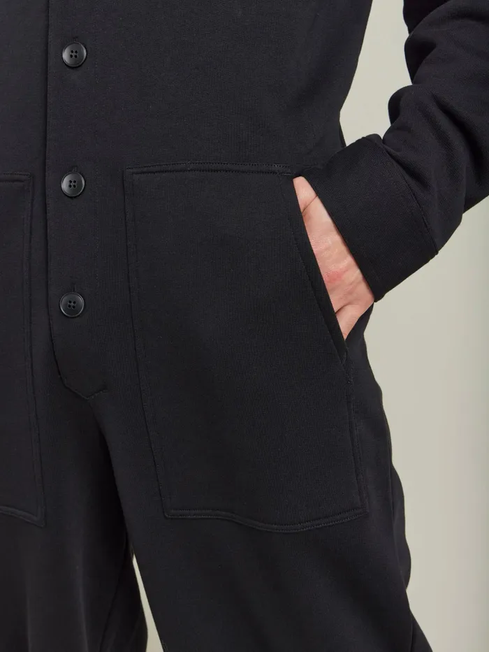 Men Agns B Jumpsuits and Jeans Black Cotton Fleece Jumpsuit