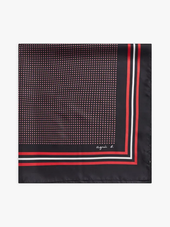 Men Agns B Scarves Black Silk Checked Jeremy Square