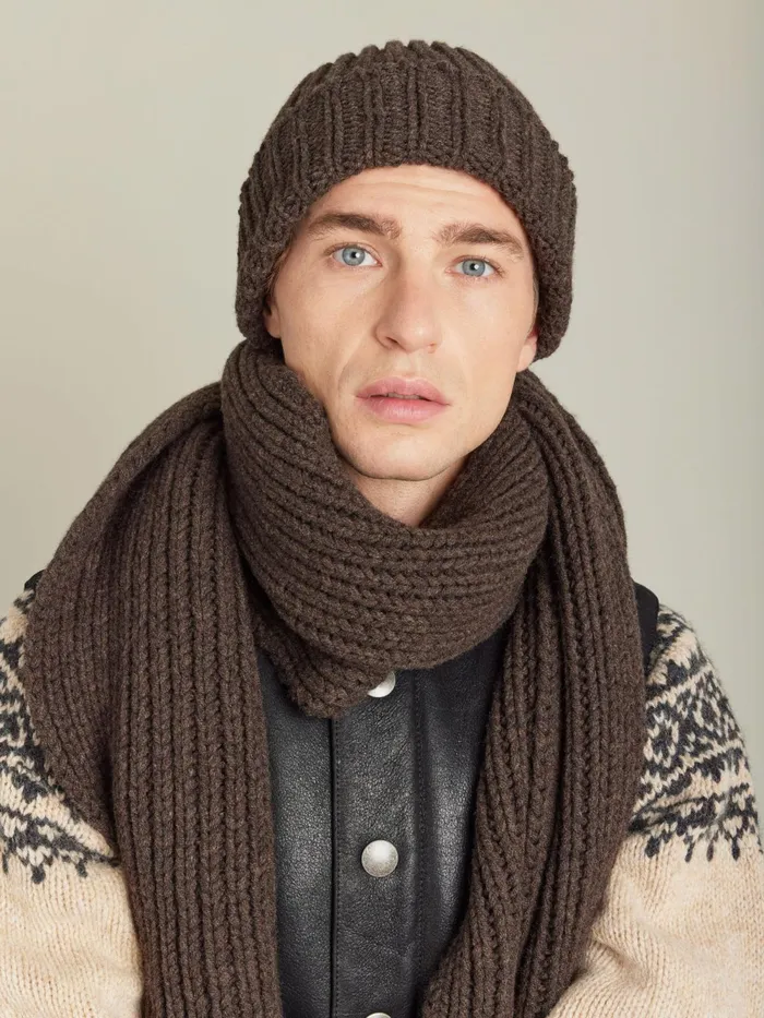 Men Agns B Scarves Brown Wool Scott Scarf