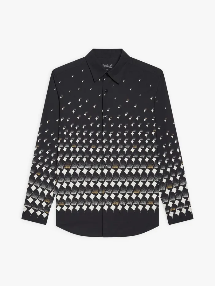 Men Agns B Shirts Black Cotton Geometric Print Thomas Shirt