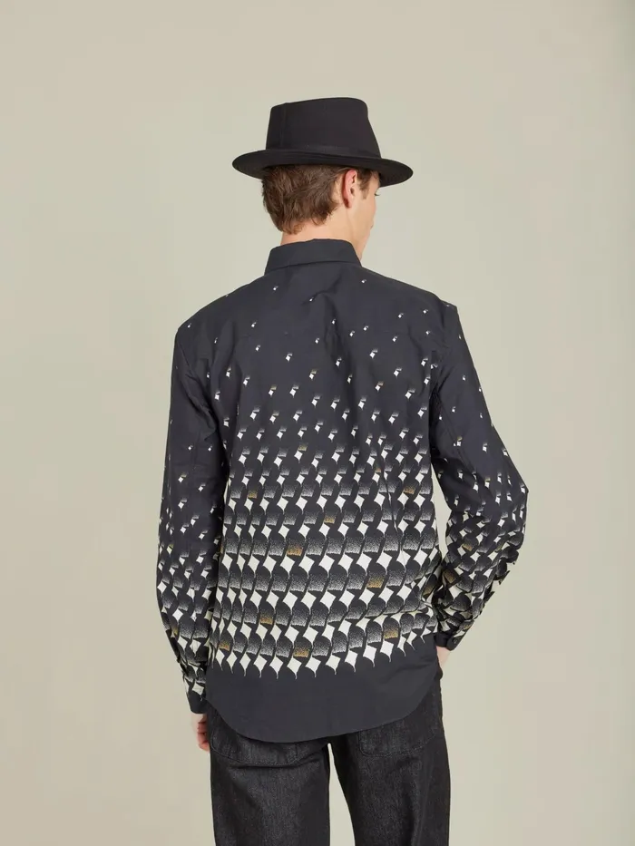Men Agns B Shirts Black Cotton Geometric Print Thomas Shirt