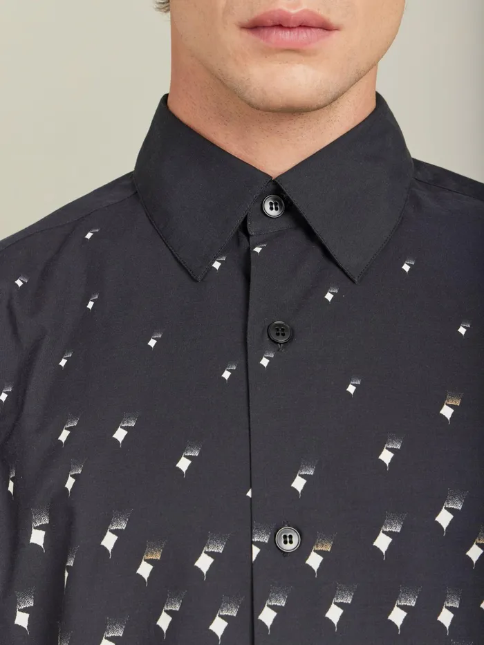 Men Agns B Shirts Black Cotton Geometric Print Thomas Shirt