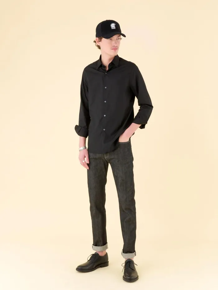 Men Agns B Shirts Black Cotton Poplin Thomas Shirt