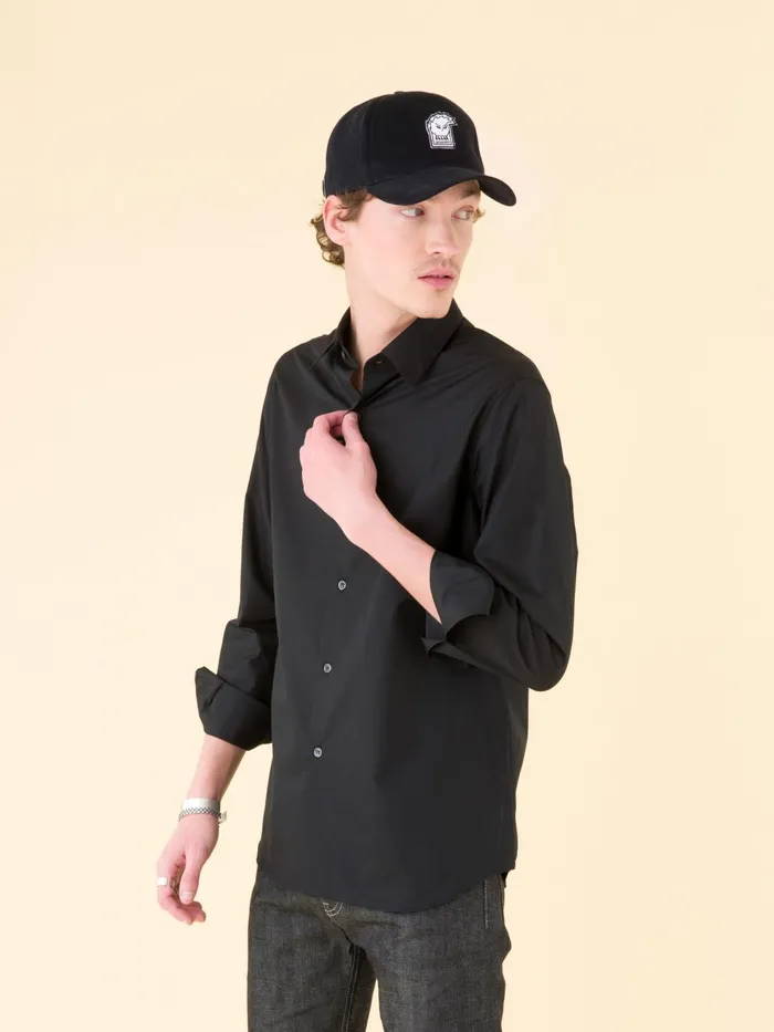 Men Agns B Shirts Black Cotton Poplin Thomas Shirt