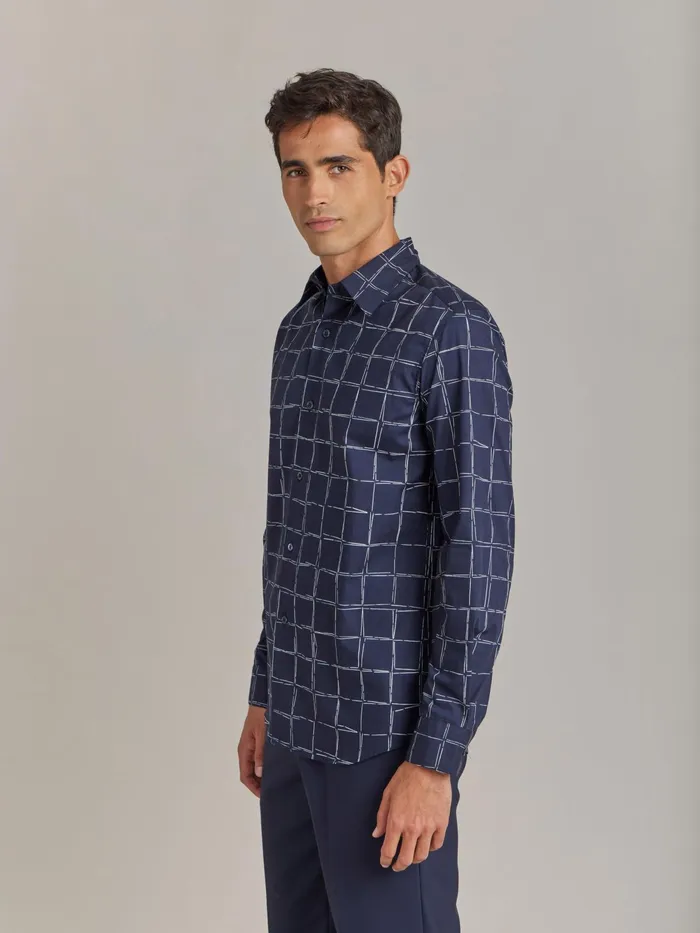 Men Agns B Shirts Blue Cotton Geometric Drawing Thomas Shirt