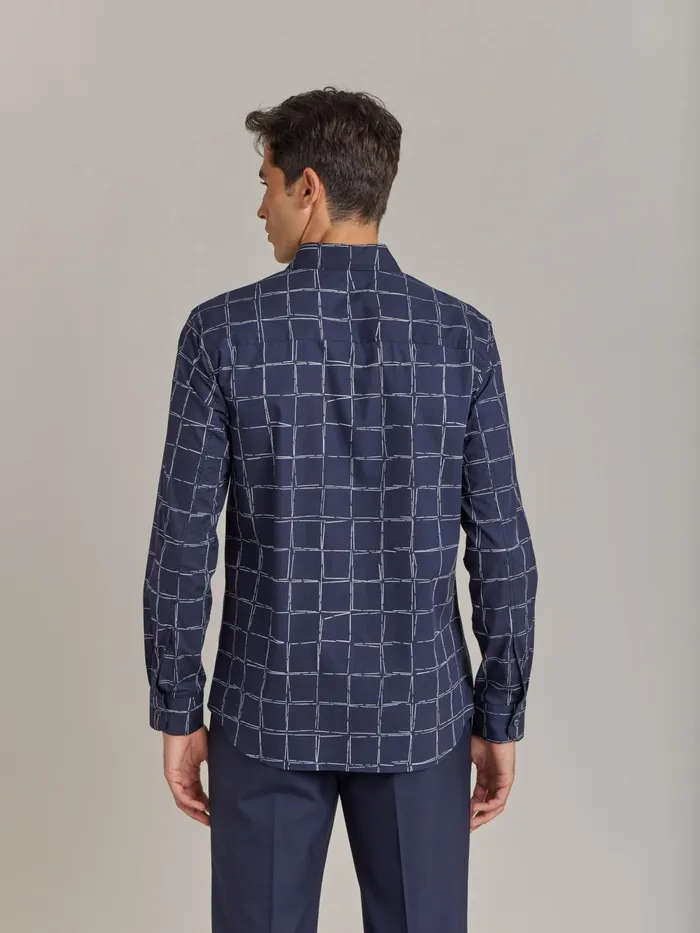 Men Agns B Shirts Blue Cotton Geometric Drawing Thomas Shirt