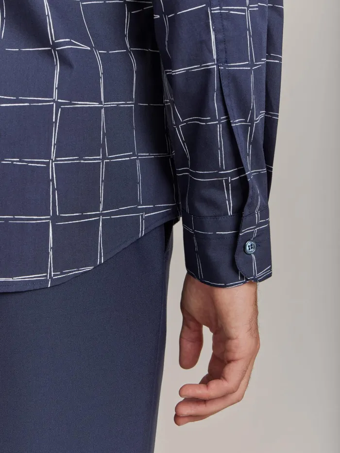 Men Agns B Shirts Blue Cotton Geometric Drawing Thomas Shirt