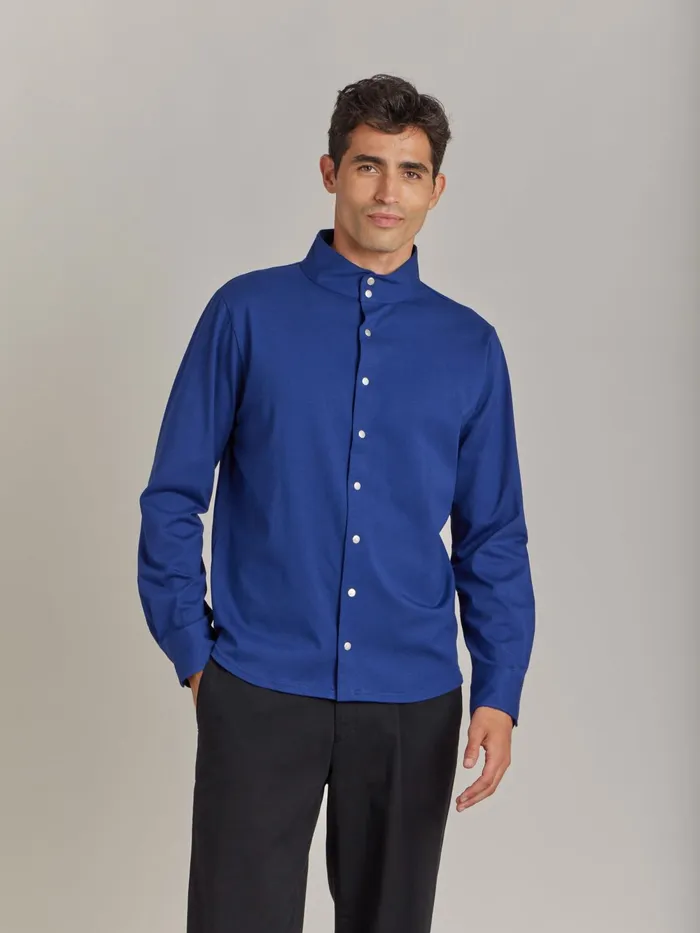 Men Agns B Shirts Blue Cotton Jersey Romeo Shirt