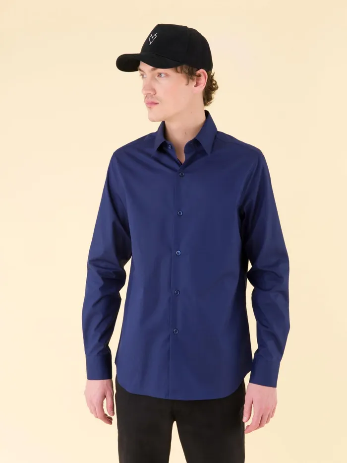 Men Agns B Shirts Blue Cotton Poplin Toto Shirt