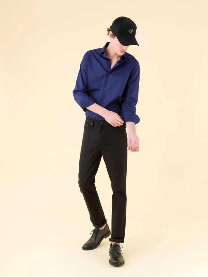 Men Agns B Shirts Blue Cotton Poplin Toto Shirt