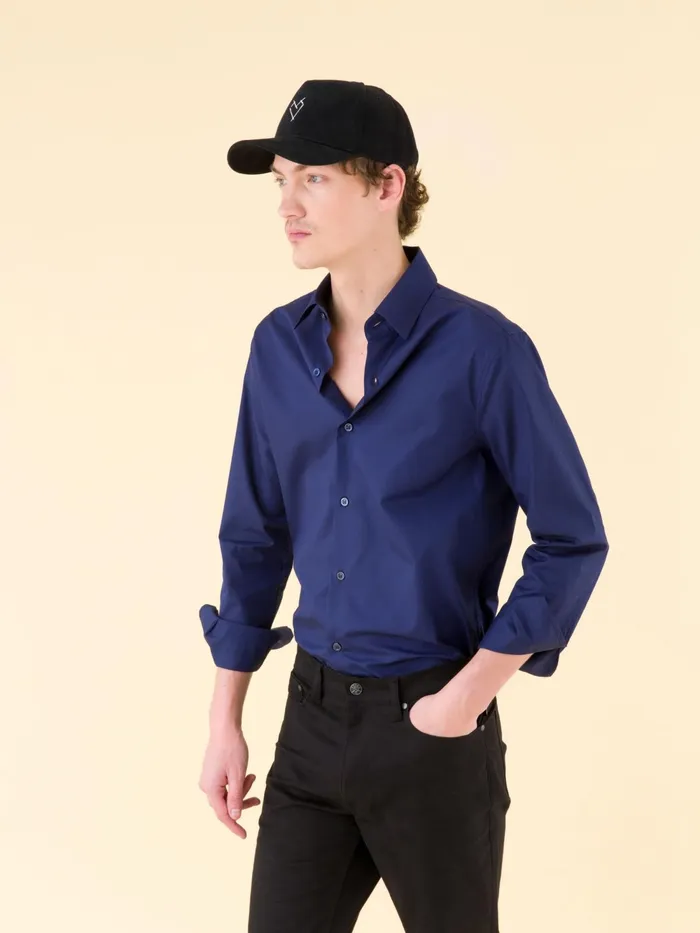 Men Agns B Shirts Blue Cotton Poplin Toto Shirt