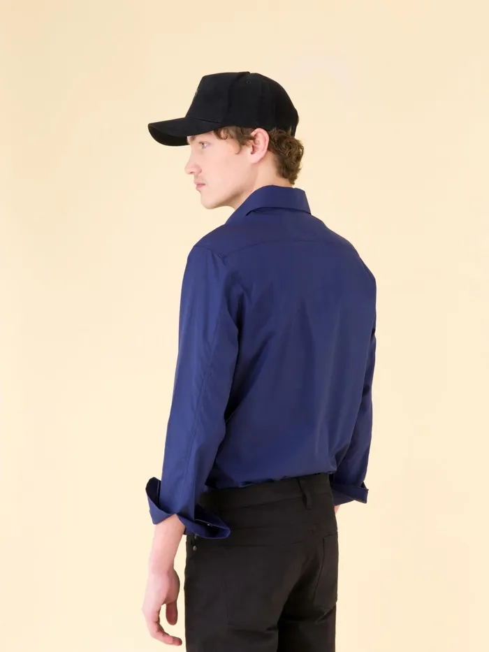 Men Agns B Shirts Blue Cotton Poplin Toto Shirt