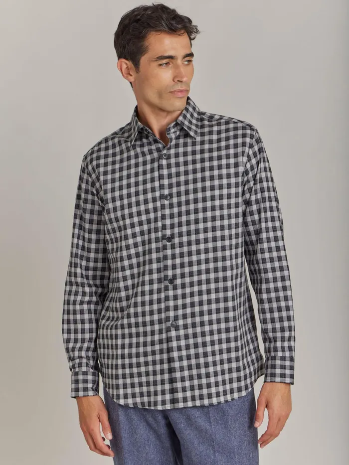 Men Agns B Shirts Grey Cotton Checked Andy Shirt