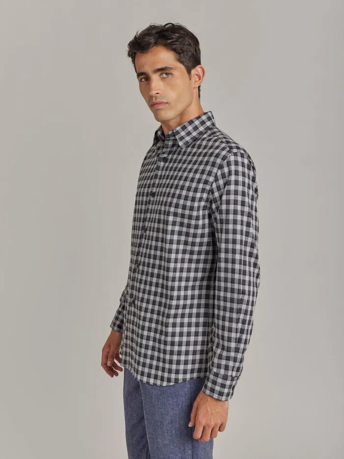 Men Agns B Shirts Grey Cotton Checked Andy Shirt