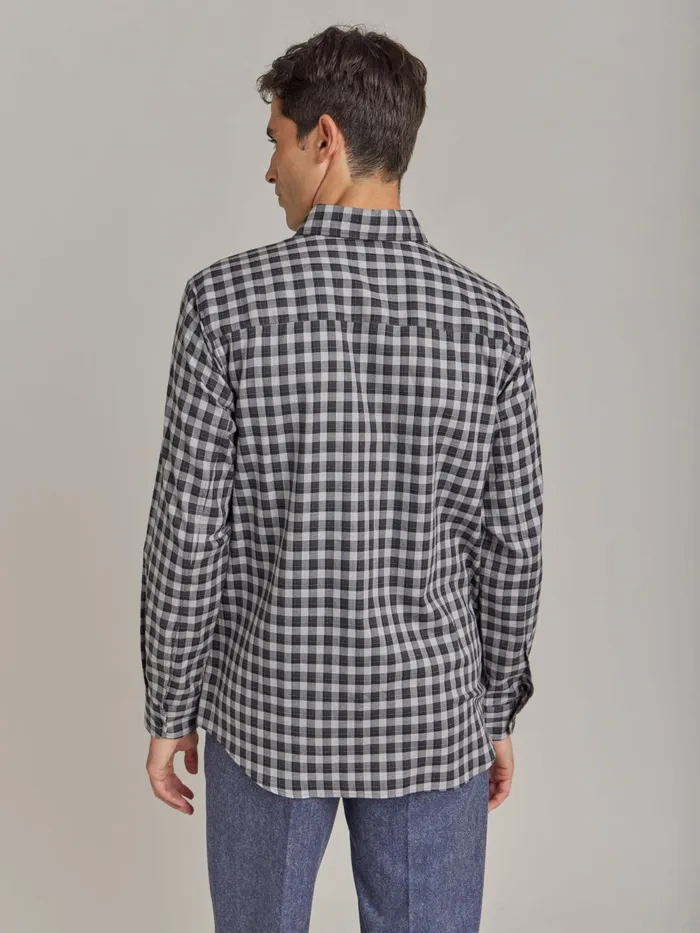 Men Agns B Shirts Grey Cotton Checked Andy Shirt