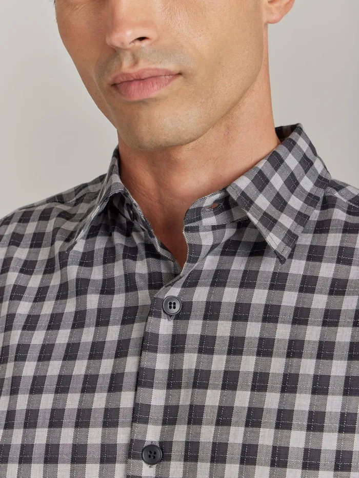 Men Agns B Shirts Grey Cotton Checked Andy Shirt